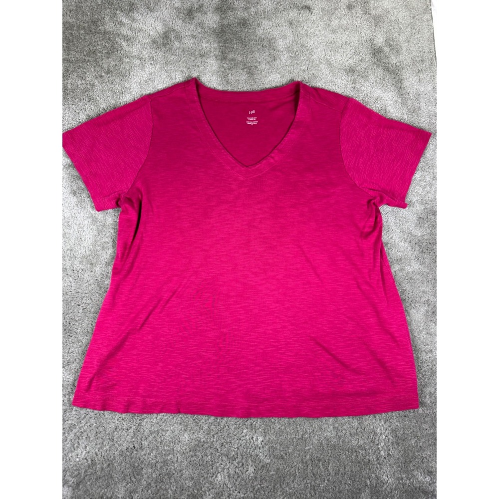 J. Jill Pima Slub-Knit V-Neck Tee Pink Short Sleeve Cotton T-Shirt XL